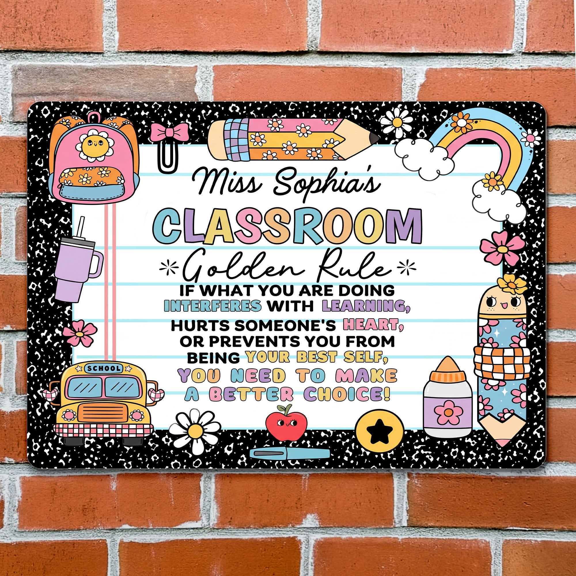 Personalized Metal Sign Custom Name Teacher Decor Gift Metal Sign GradoCreations