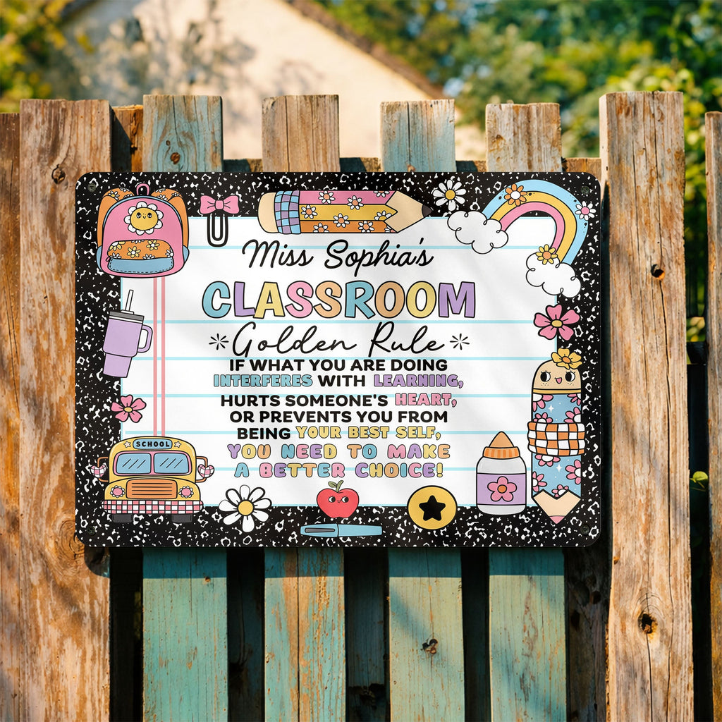 Personalized Metal Sign Custom Name Teacher Decor Gift Metal Sign GradoCreations