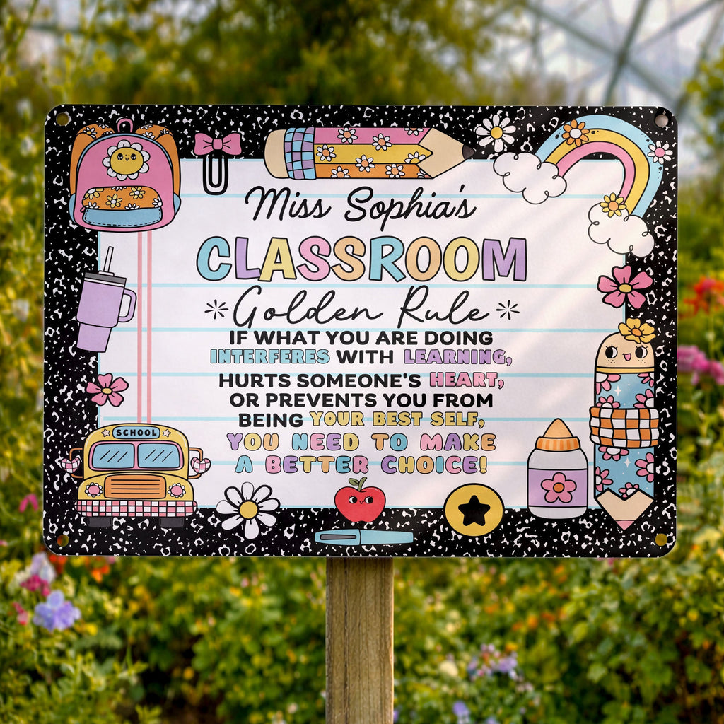 Personalized Metal Sign Custom Name Teacher Decor Gift Metal Sign GradoCreations