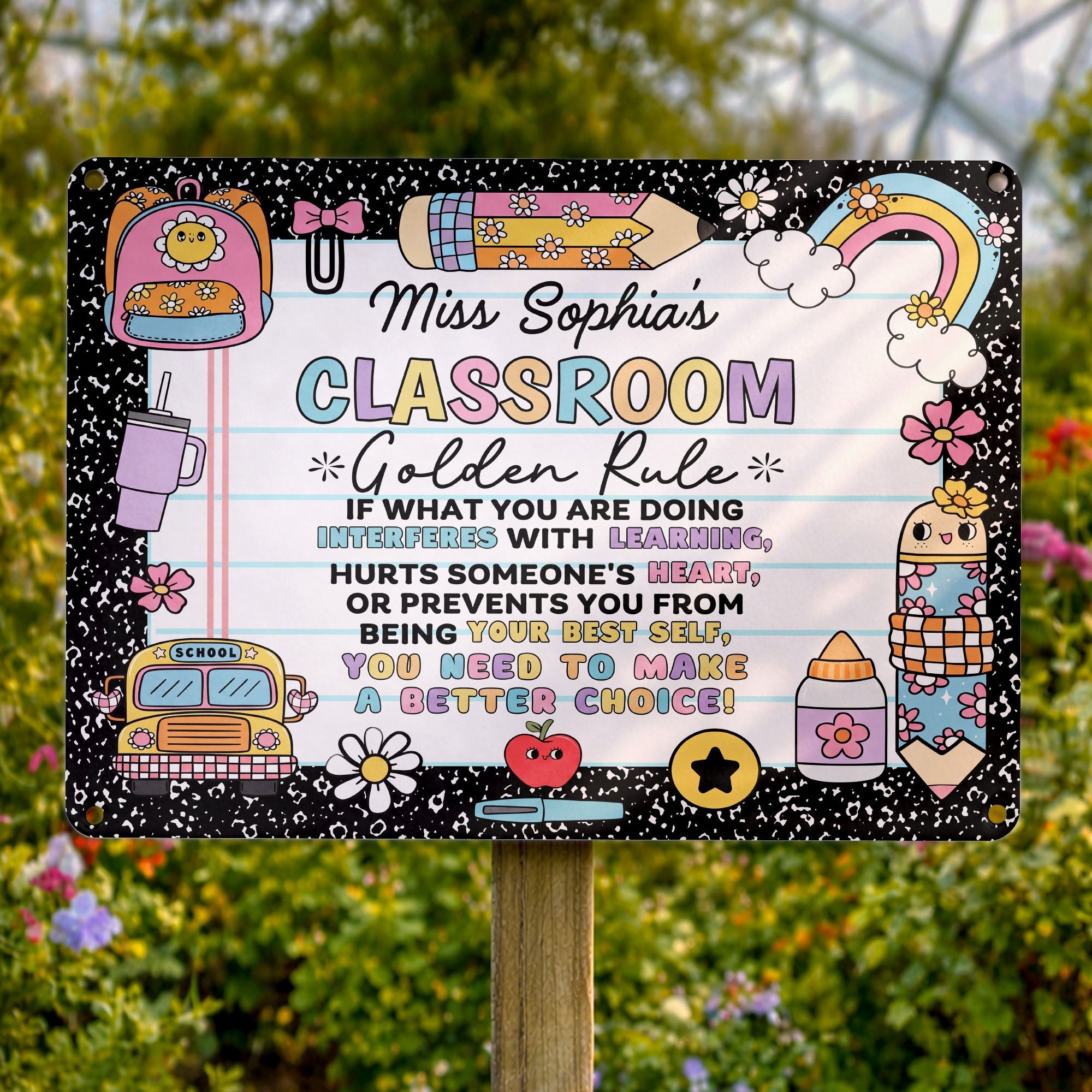 Personalized Metal Sign Custom Name Teacher Decor Gift Metal Sign GradoCreations