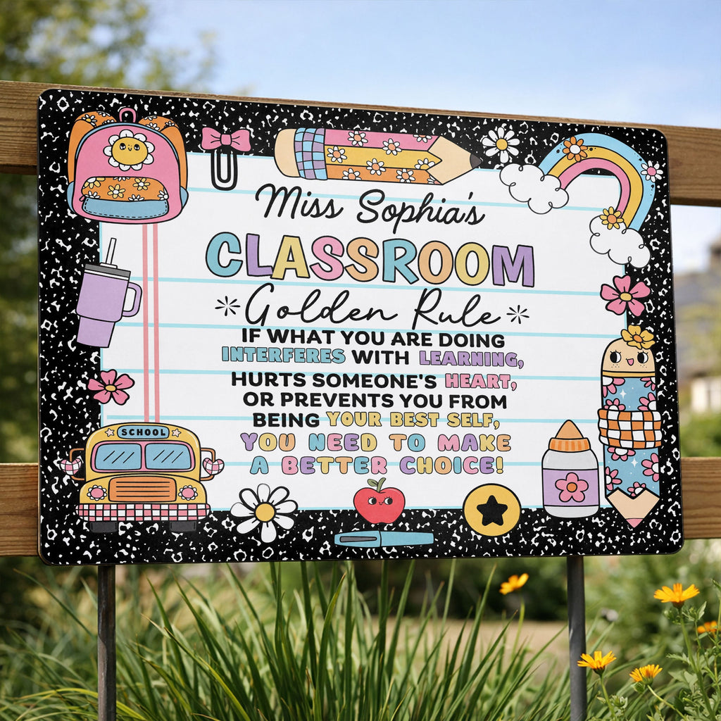 Personalized Metal Sign Custom Name Teacher Decor Gift Metal Sign GradoCreations