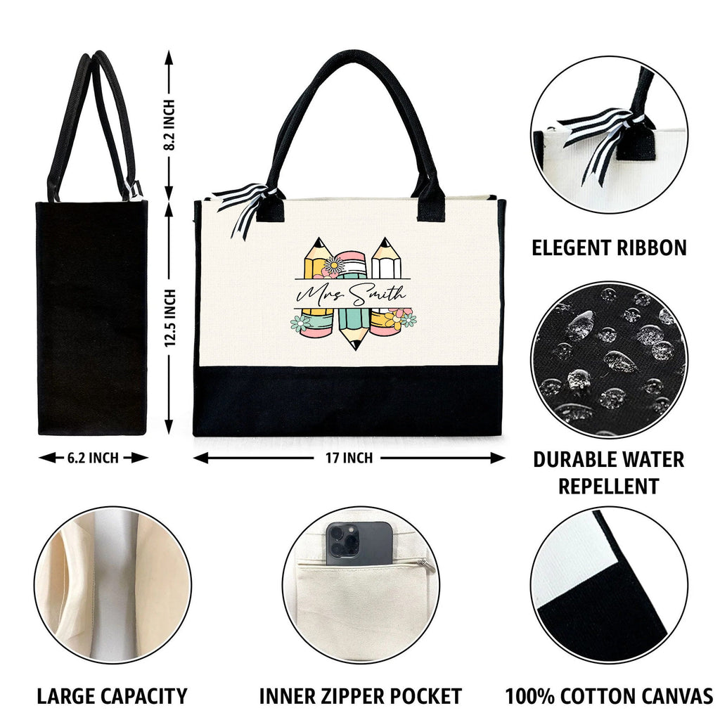 Personalized Canvas Tote Bag Custom Gift for Teachers Canvas Tote Bag GradoCreations