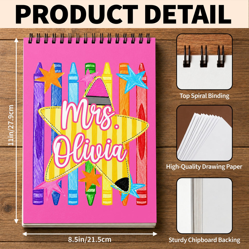 Personalized Sketch Book Custom Name Gift for Teachers