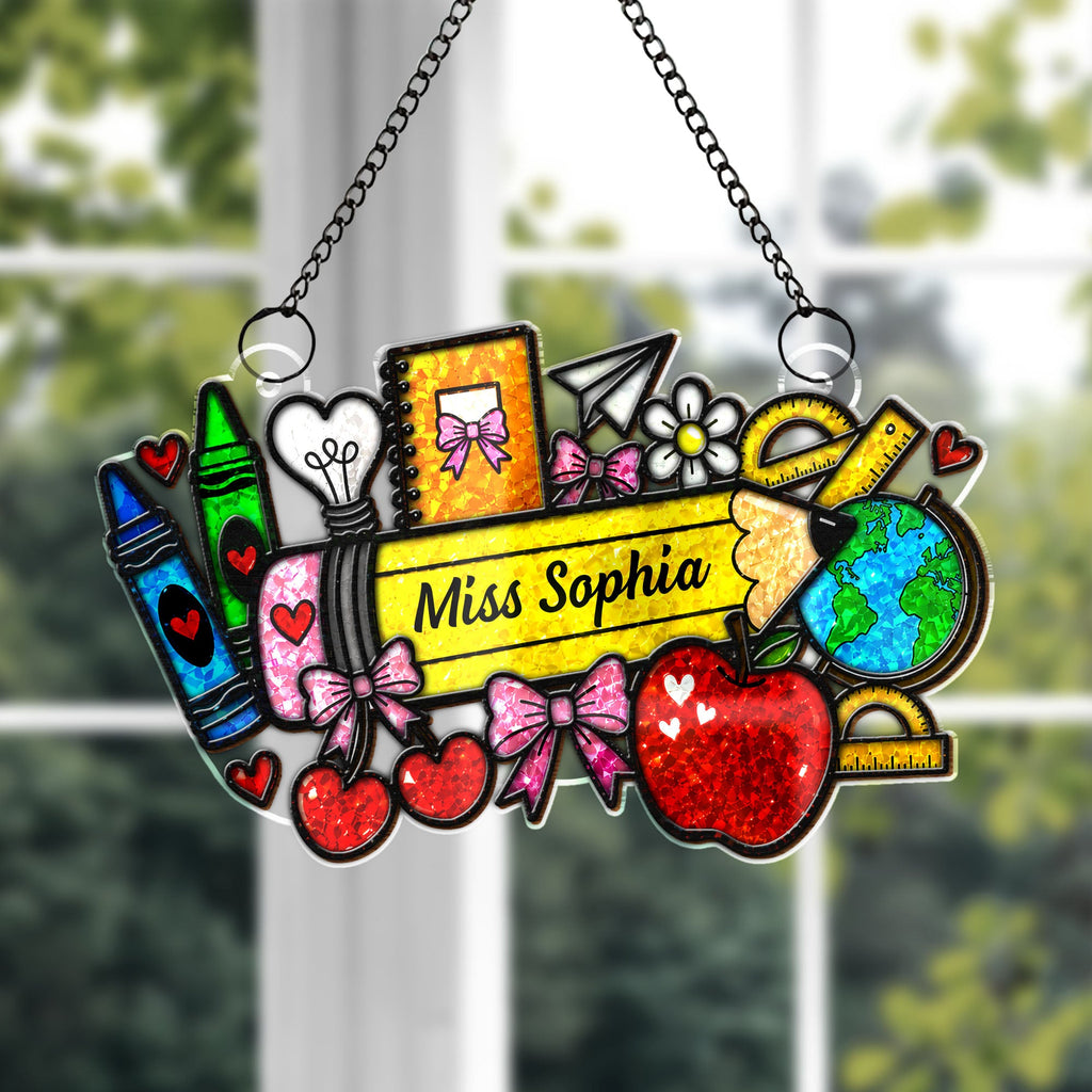 Personalized Classroom Apple Suncatcher Custom Gift for Teacher