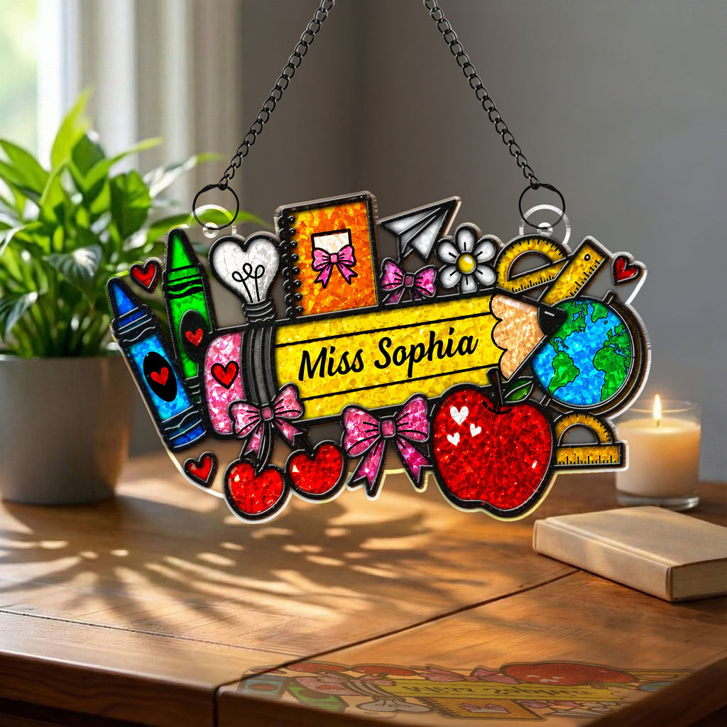 Personalized Classroom Apple Suncatcher Custom Gift for Teacher