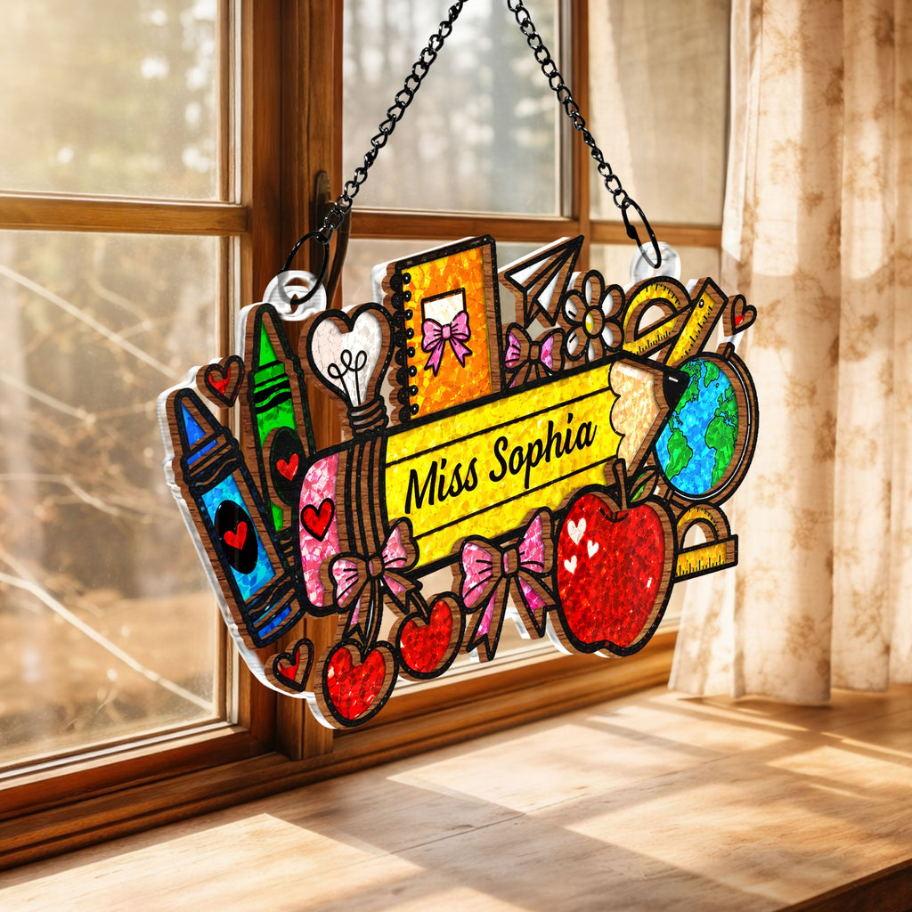 Personalized Classroom Apple Suncatcher Custom Gift for Teacher