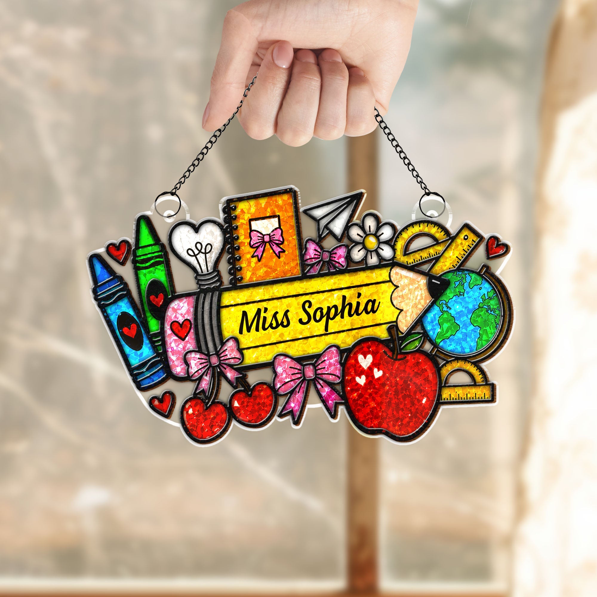 Personalized Classroom Apple Suncatcher Custom Gift for Teacher