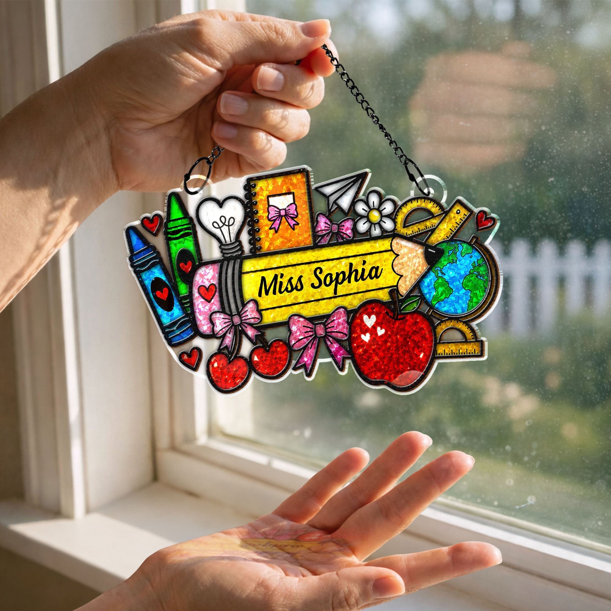 Personalized Classroom Apple Suncatcher Custom Gift for Teacher