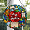 Personalized Stained Glass Apple Suncatcher Gift for Teacher