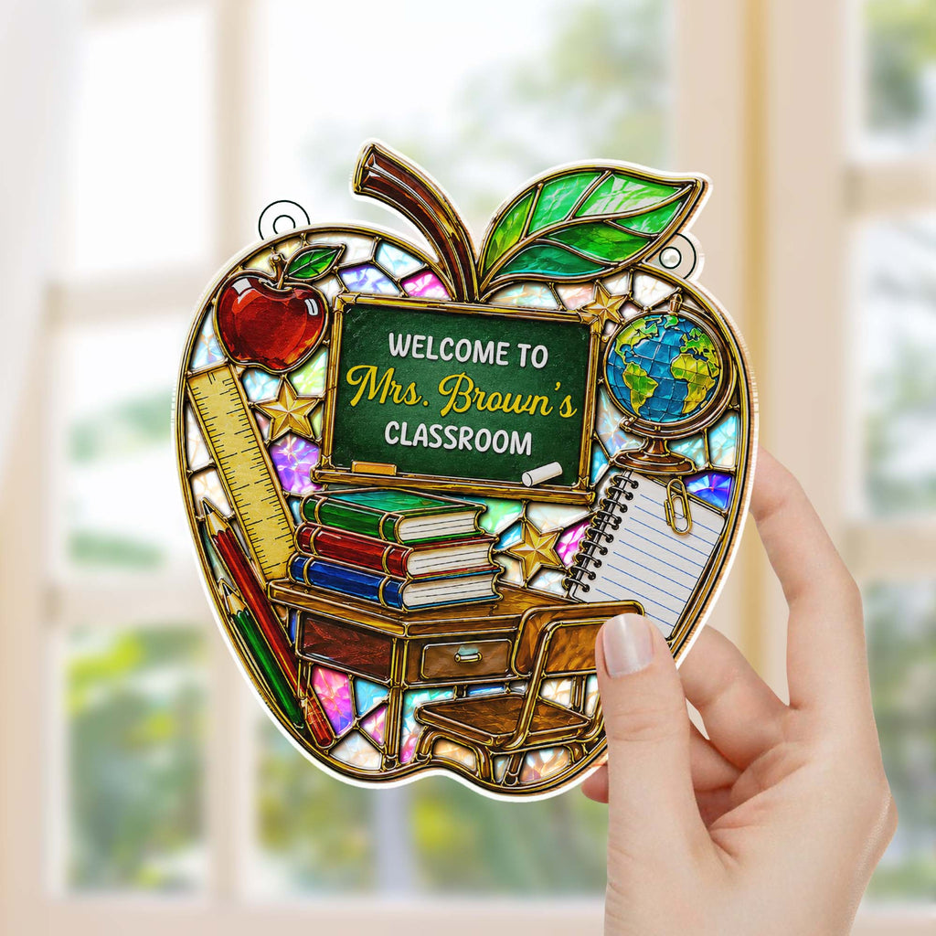 Personalized Mosaic Apple Suncatcher Gift for Teachers