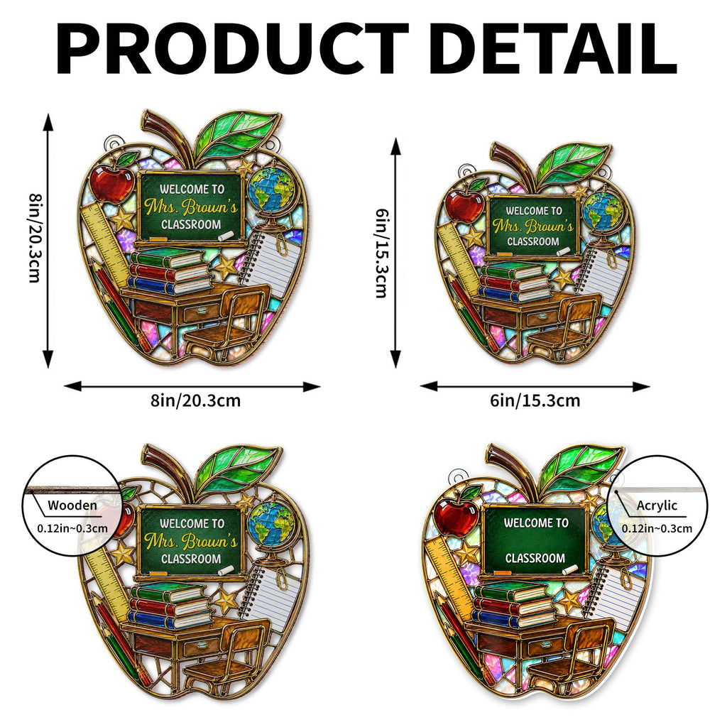 Personalized Mosaic Apple Suncatcher Gift for Teachers