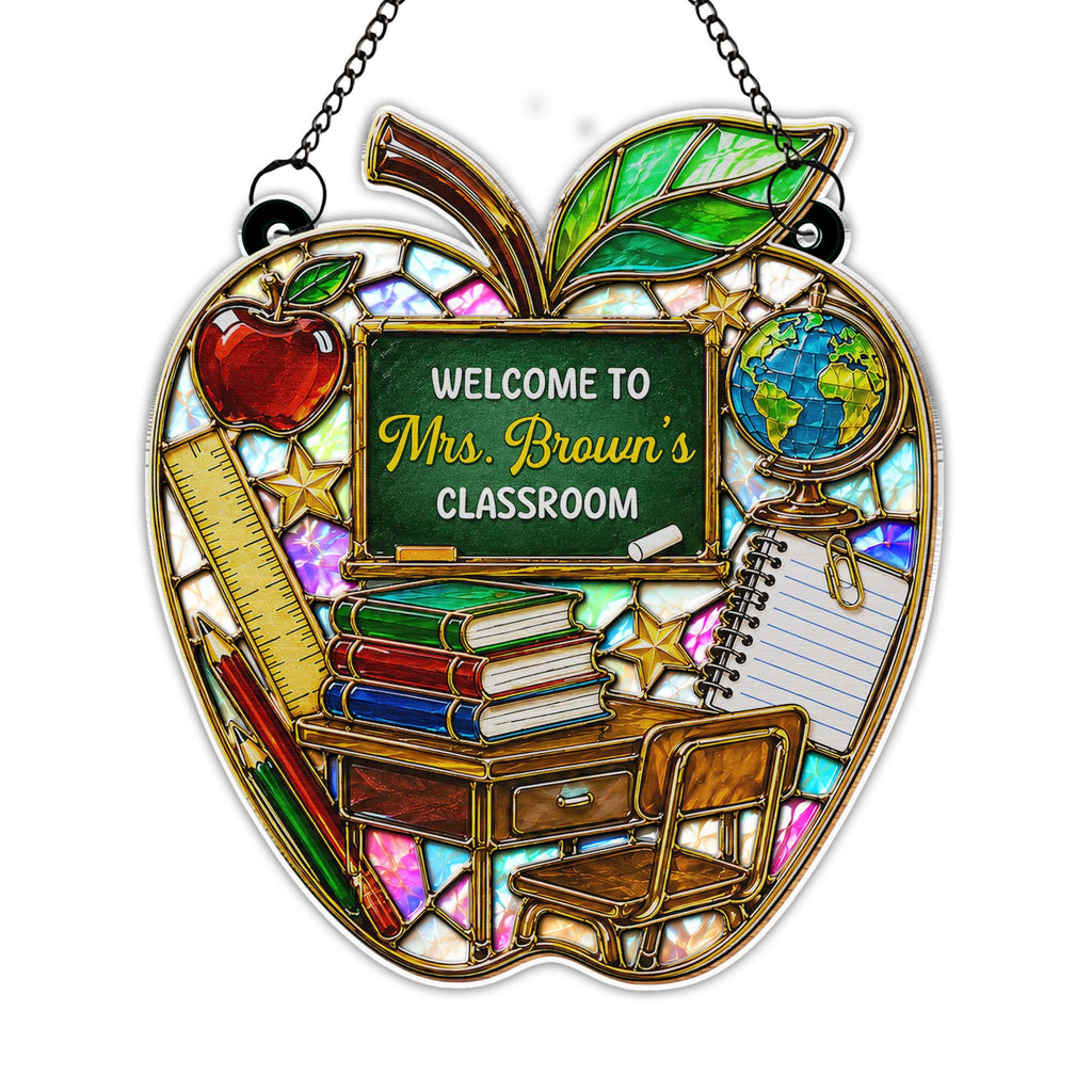 Personalized Mosaic Apple Suncatcher Gift for Teachers