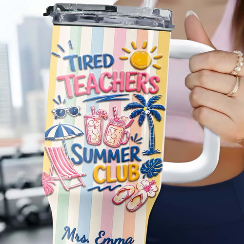 Personalized 40oz Tumbler with Beach Design Custom Name Gift for Teachers 40oz Tumbler GradoCreations