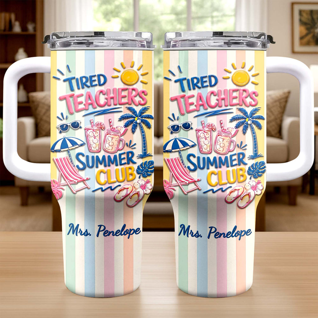 Personalized 40oz Tumbler with Beach Design Custom Name Gift for Teachers