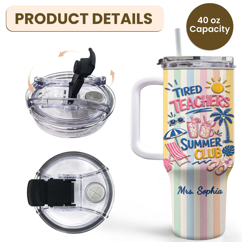 Personalized 40oz Tumbler with Beach Design Custom Name Gift for Teachers
