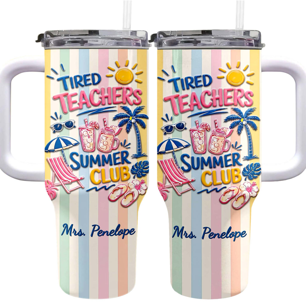Personalized 40oz Tumbler with Beach Design Custom Name Gift for Teachers