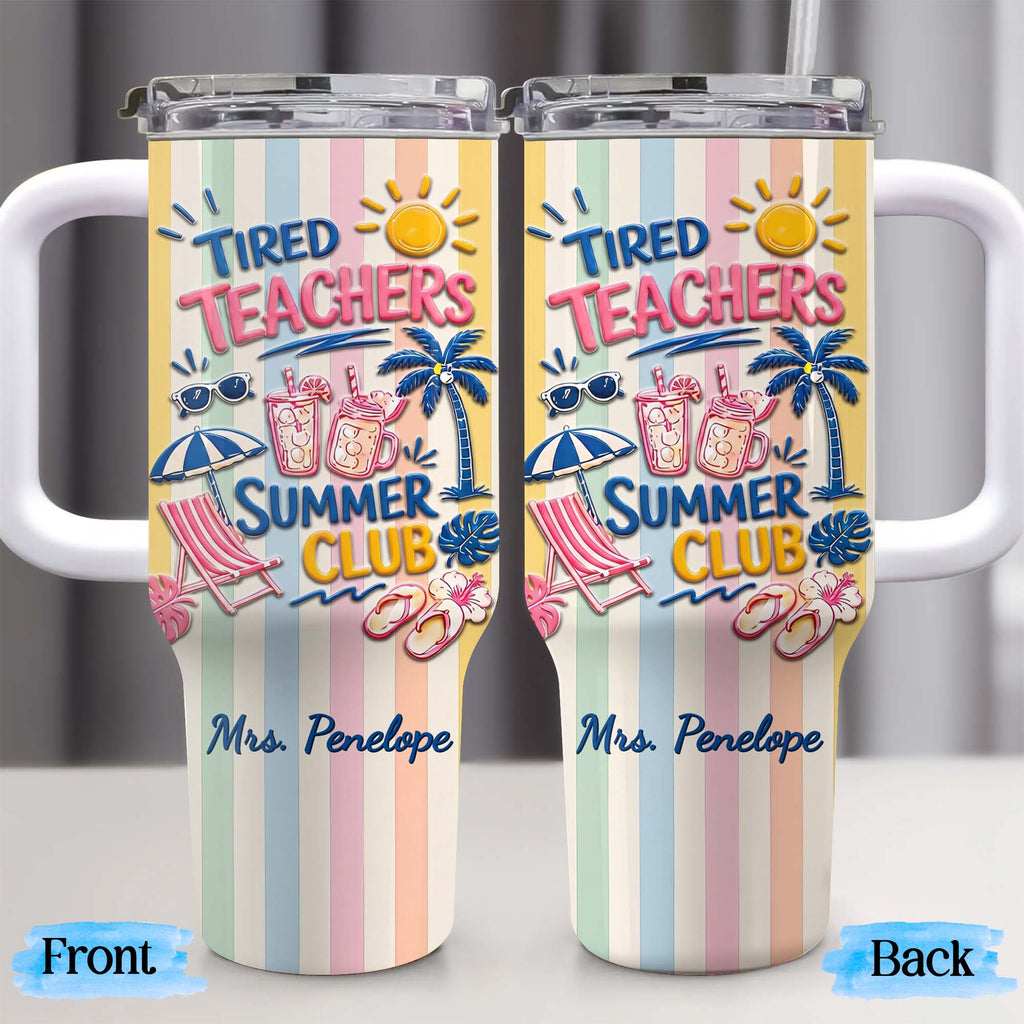 Personalized 40oz Tumbler with Beach Design Custom Name Gift for Teachers
