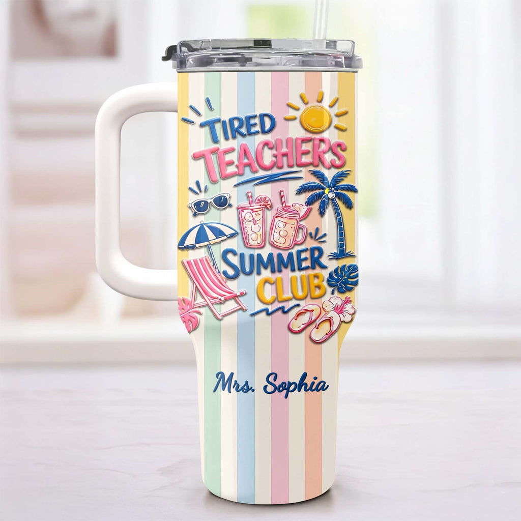 Personalized 40oz Tumbler with Beach Design Custom Name Gift for Teachers