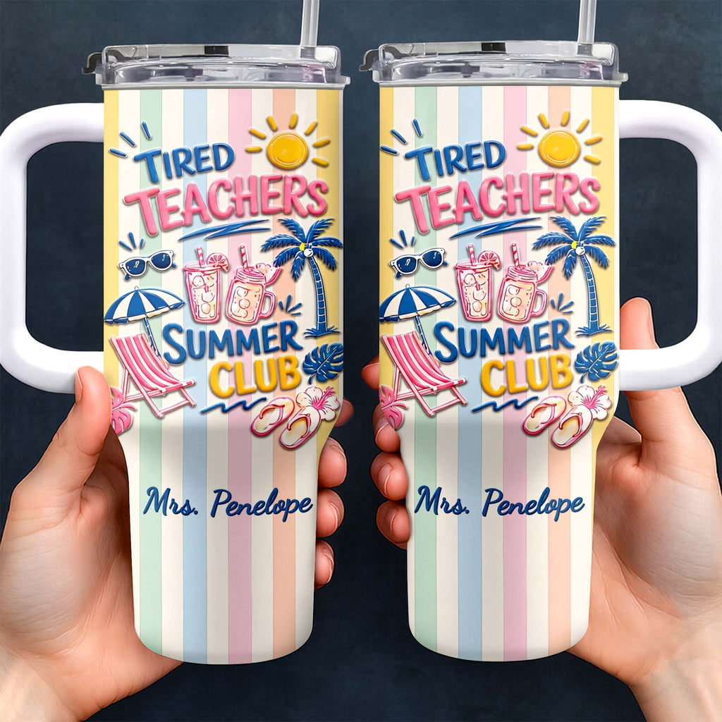 Personalized 40oz Tumbler with Beach Design Custom Name Gift for Teachers