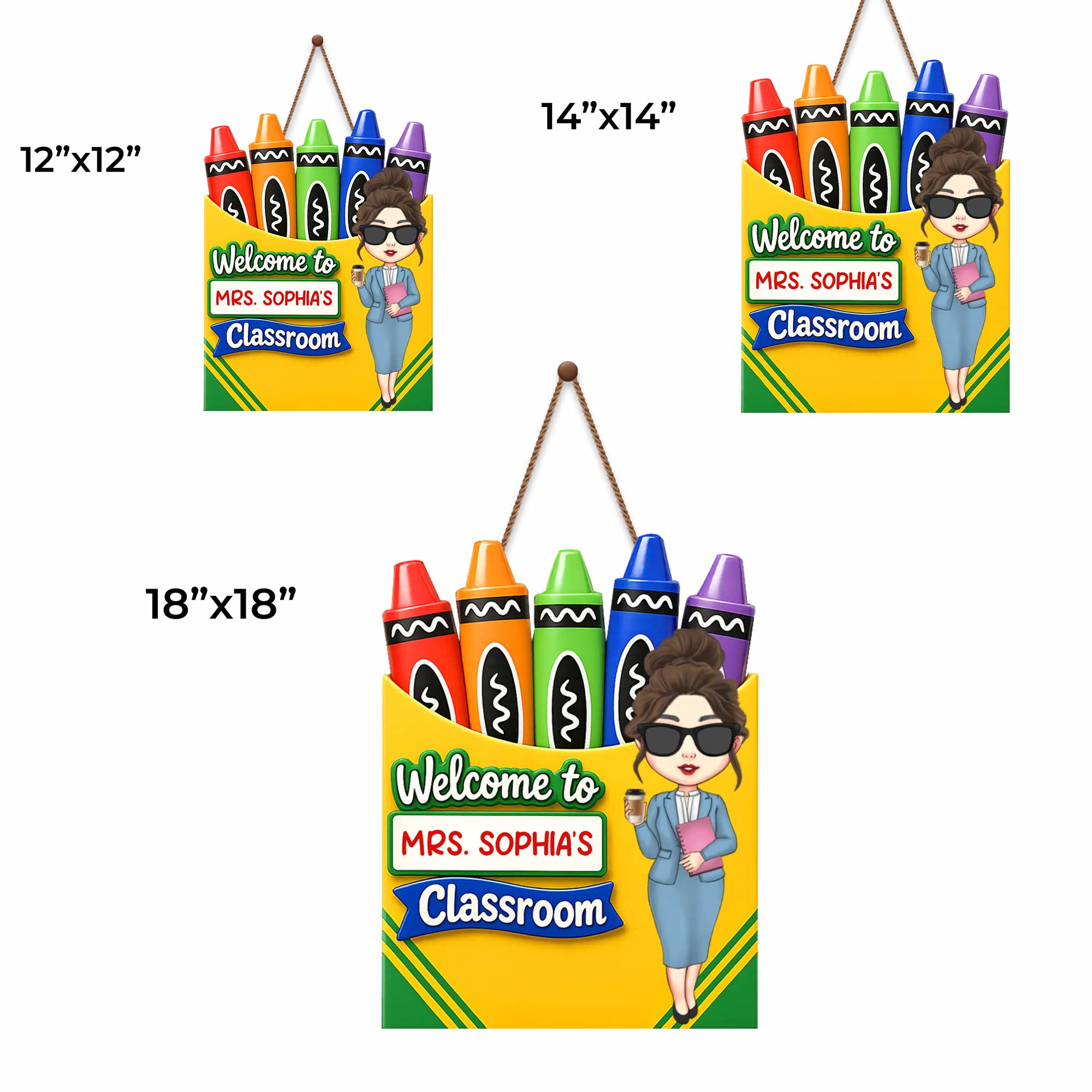 Personalized Teacher Crayon Box Wood Sign Custom Name Gift