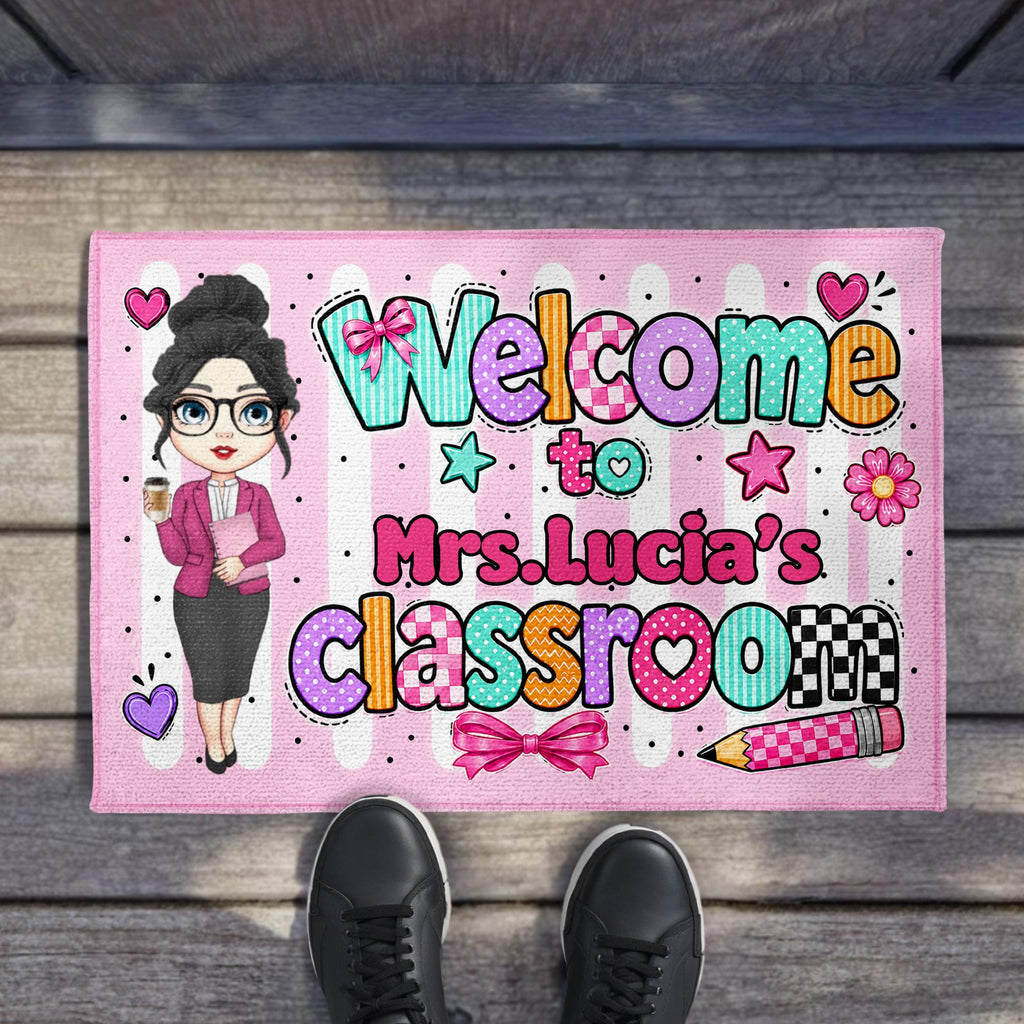 Personalized Doormat Teacher Character Custom Name Gift