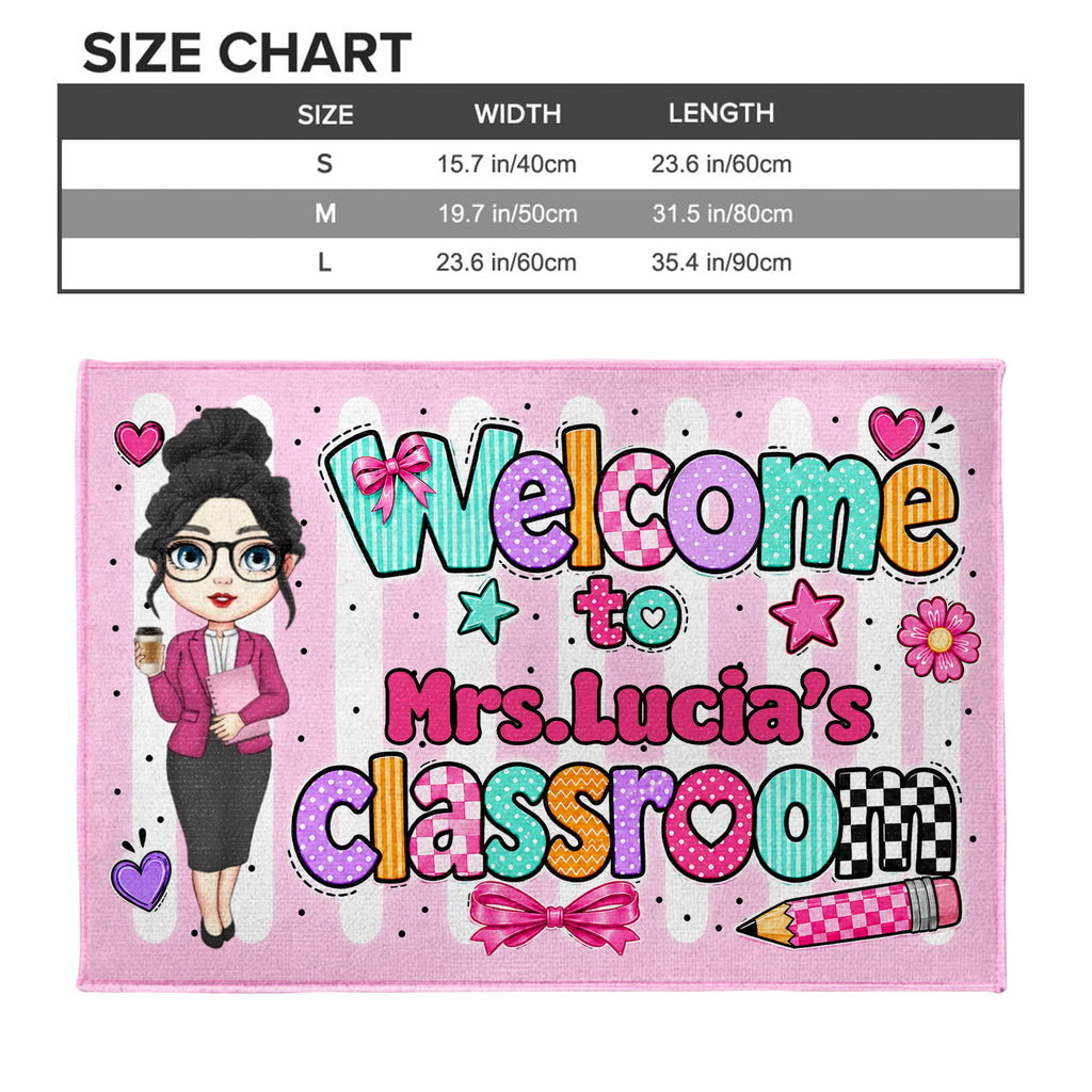 Personalized Doormat Teacher Character Custom Name Gift