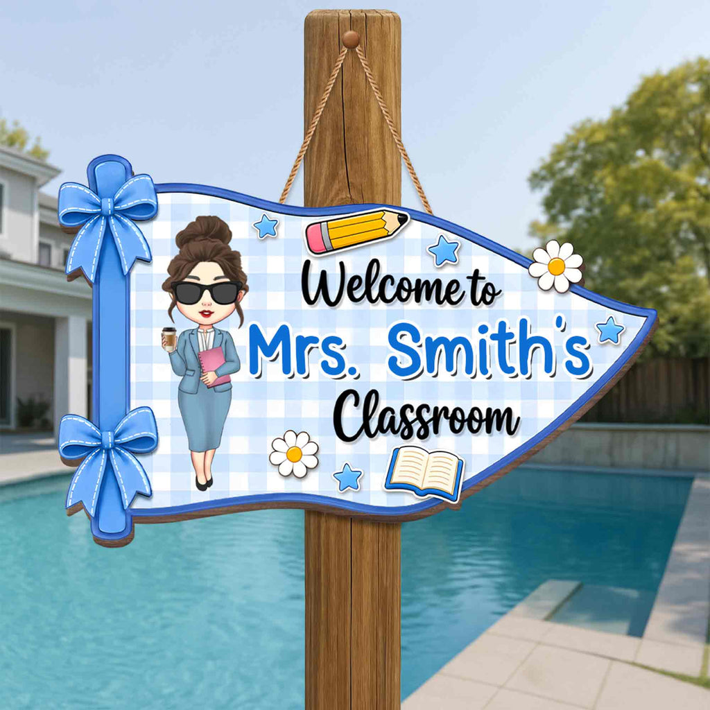 Personalized Welcome to My Classroom Wood Sign for Teacher