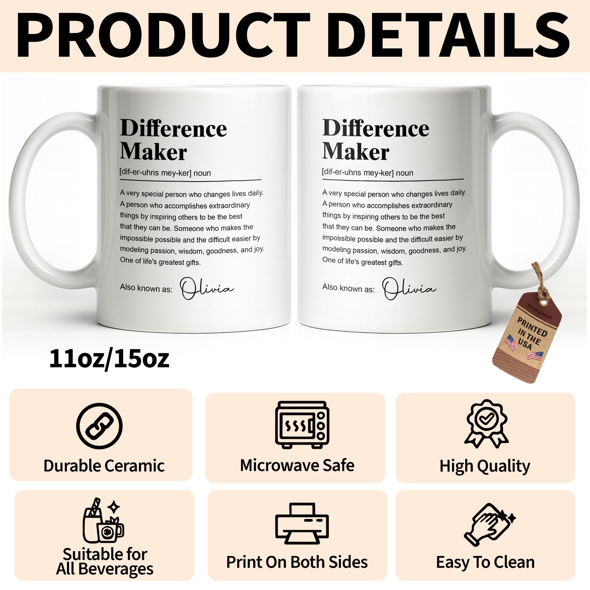Personalized Teacher Coffee Mug Custom Definition Gift for Mentor Edge-to-edge Mug GradoCreations