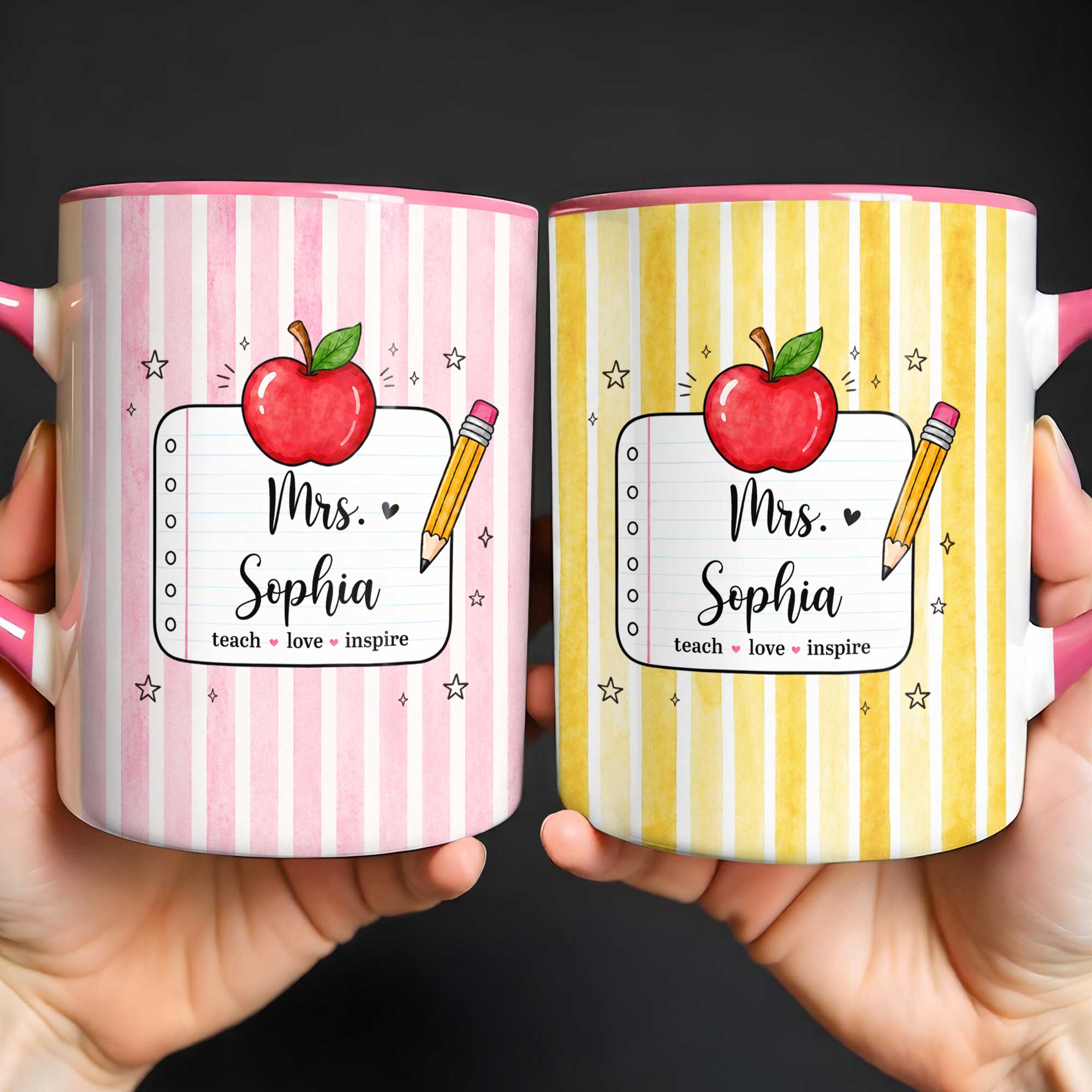 Personalized Apple Pencil Accent Mug Gift for Teacher