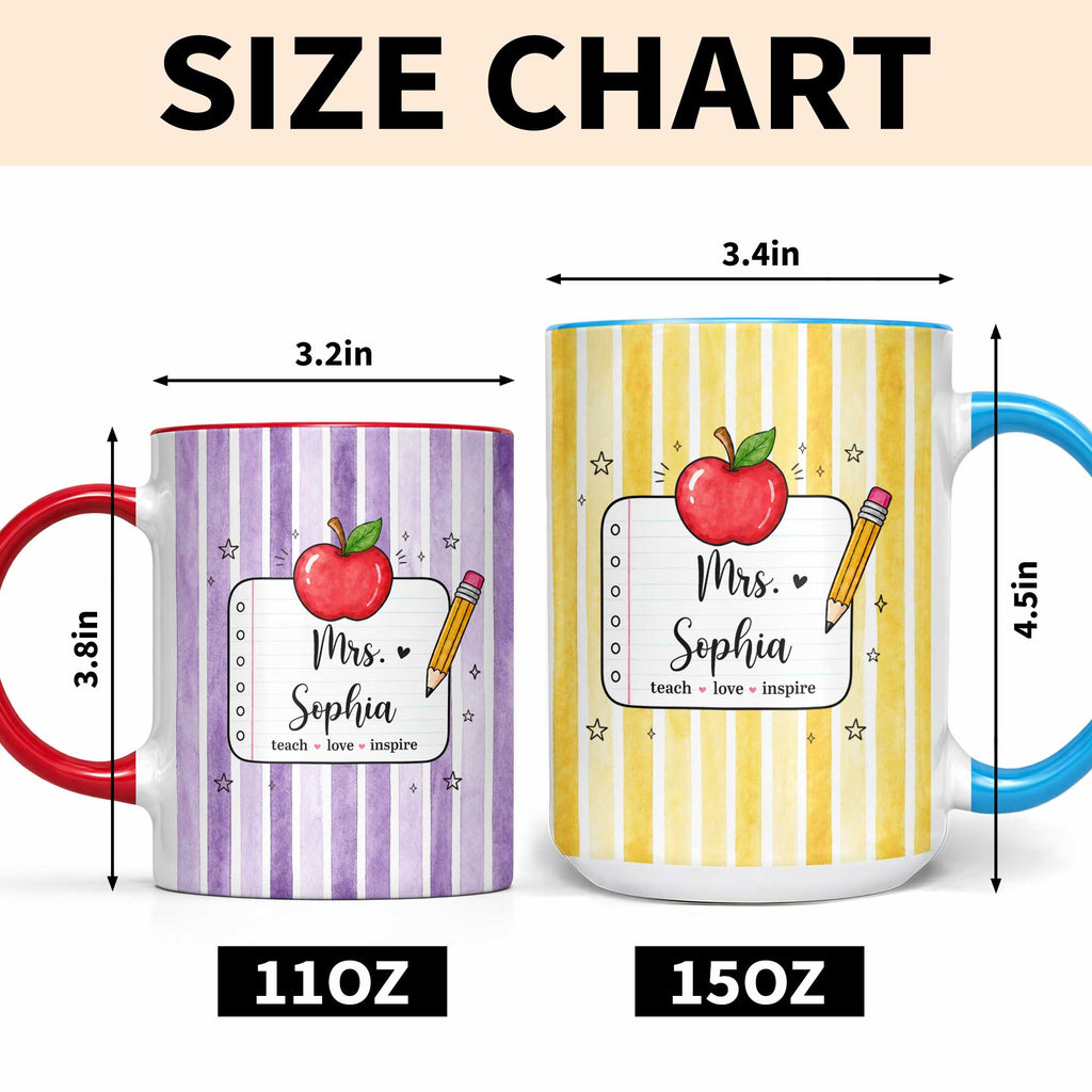 Personalized Apple Pencil Accent Mug Gift for Teacher