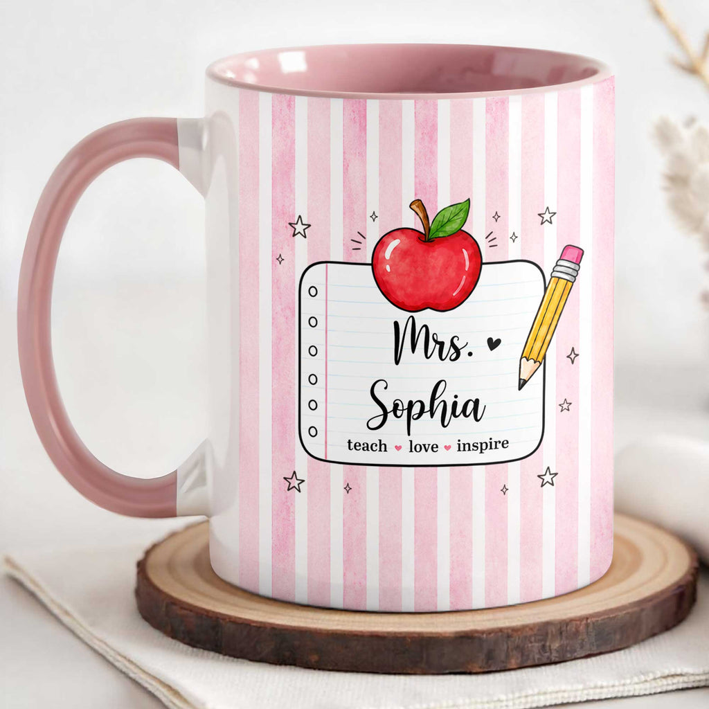 Personalized Apple Pencil Accent Mug Gift for Teacher