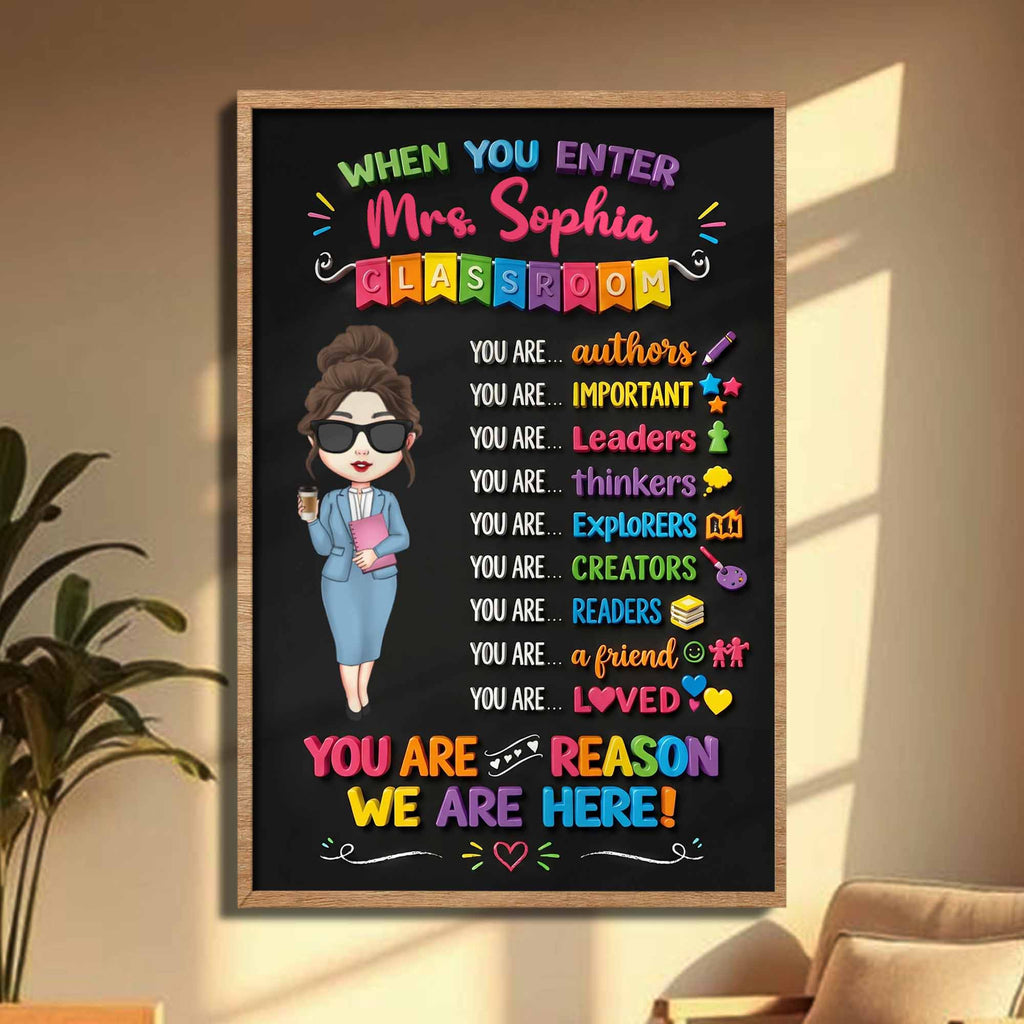 Personalized Teacher Classroom Vertical Poster Custom Name Gift