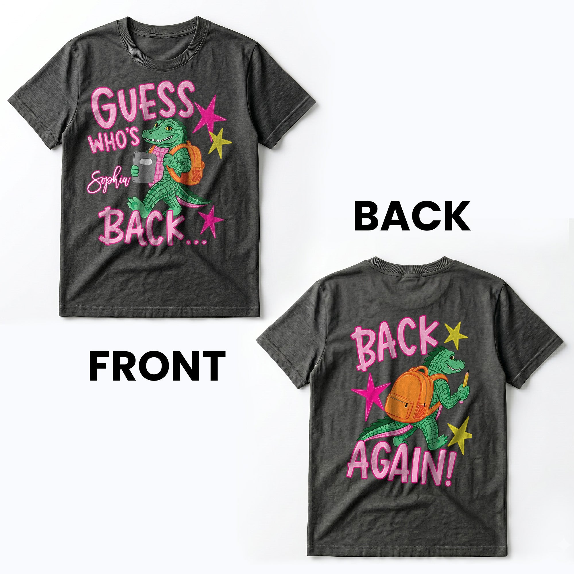 Personalized Alligator T-Shirt Custom Name Gift for Teacher T-Shirt Font and Back GradoCreations