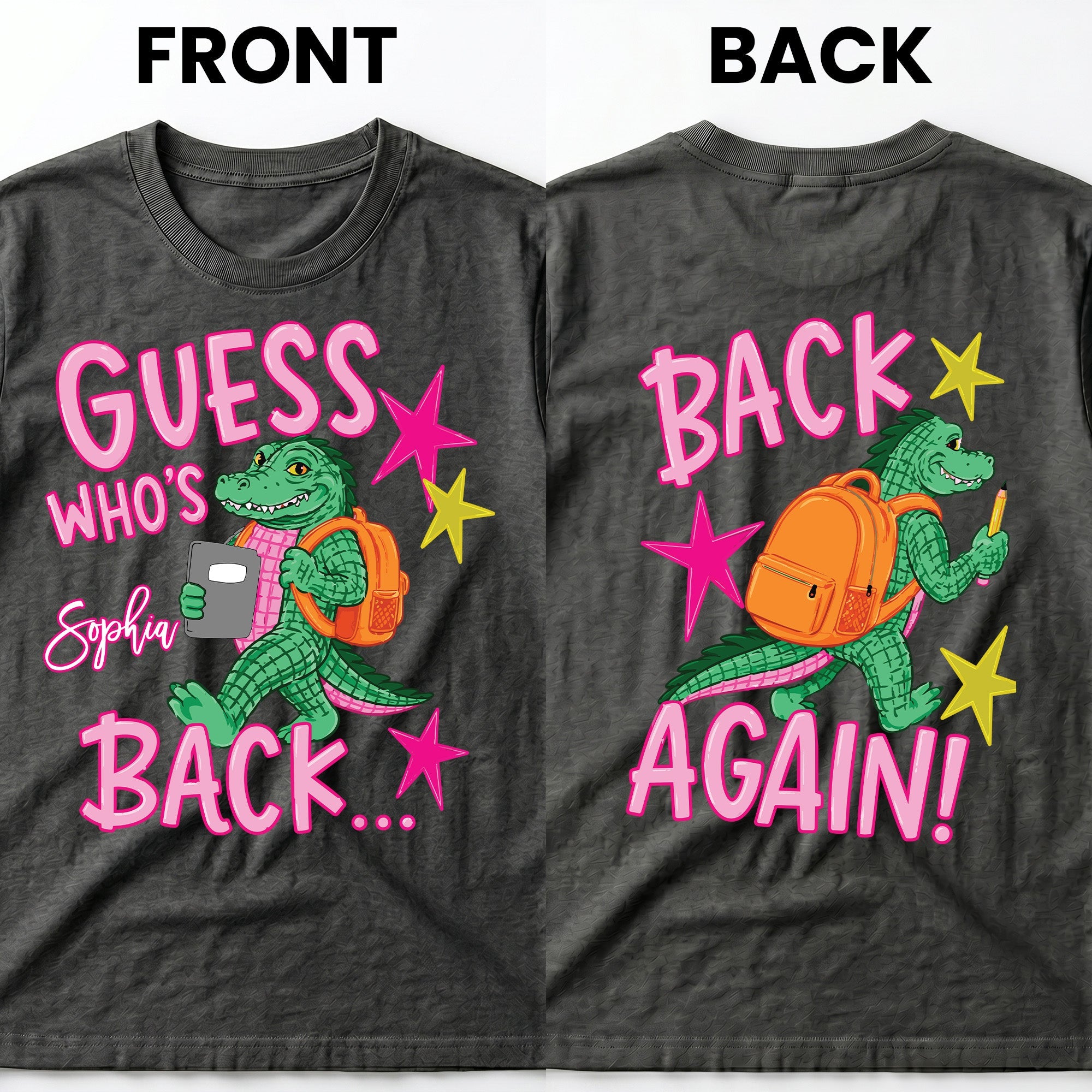 Personalized Alligator T-Shirt Custom Name Gift for Teacher T-Shirt Font and Back GradoCreations