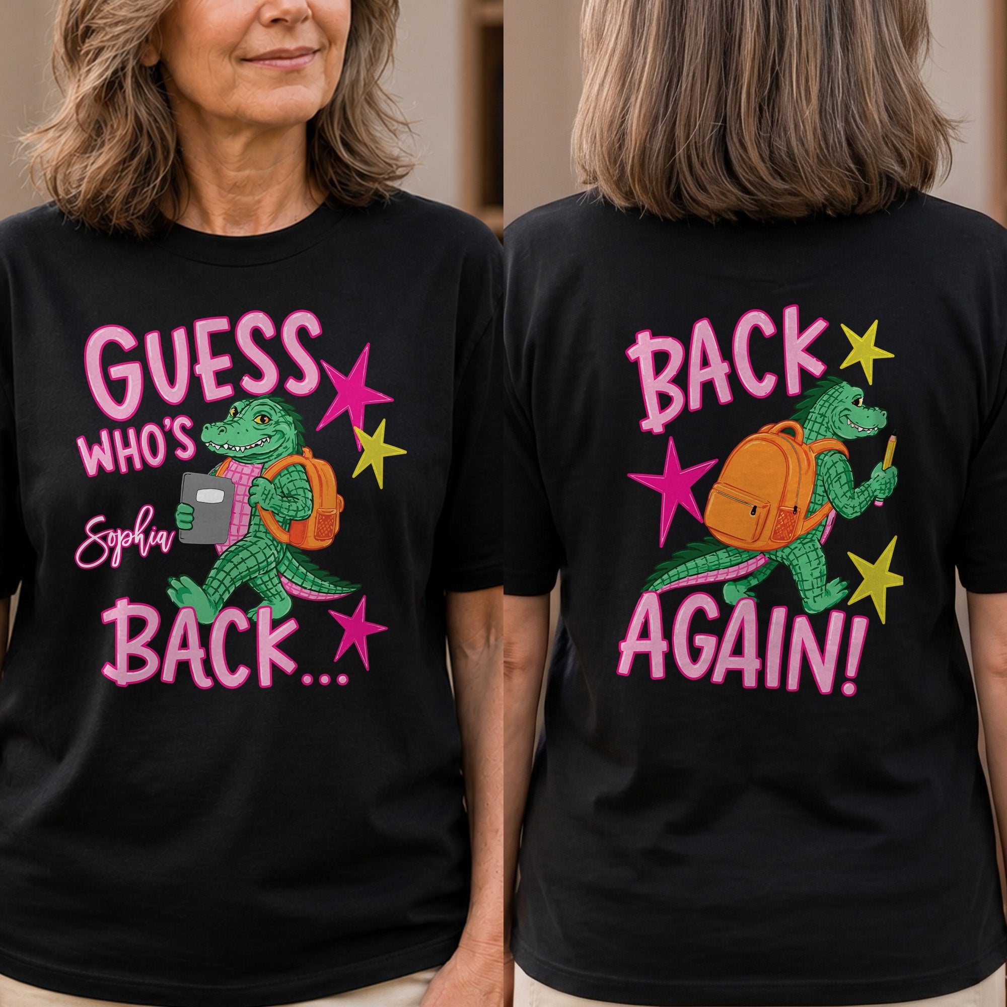 Personalized Alligator T-Shirt Custom Name Gift for Teacher T-Shirt Font and Back GradoCreations