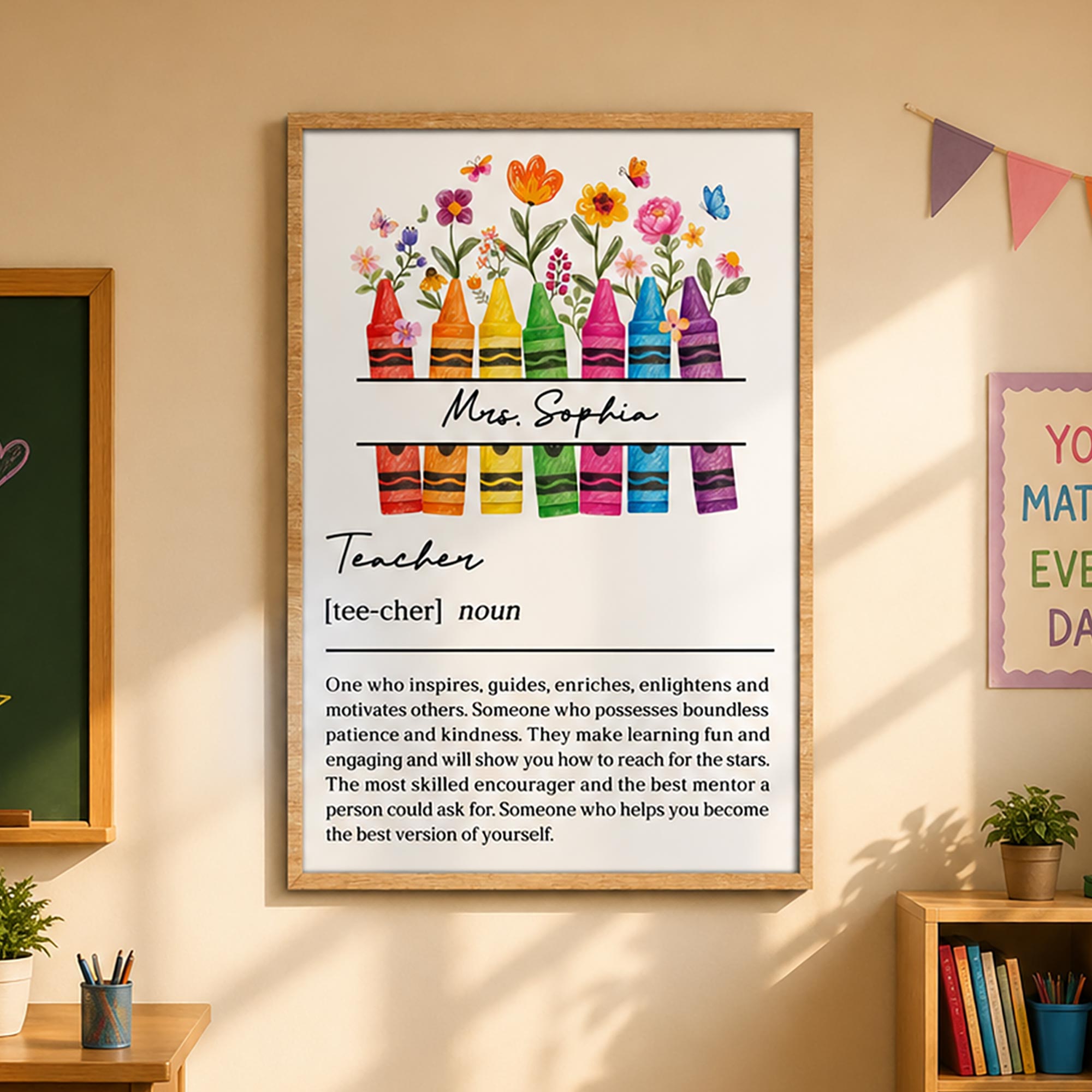 Personalized Teacher Definition Poster Custom Name Gift