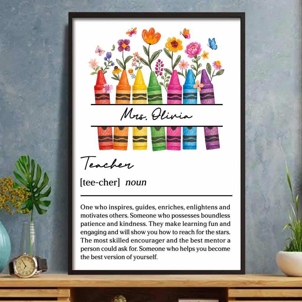 Personalized Teacher Definition Poster Custom Name Gift