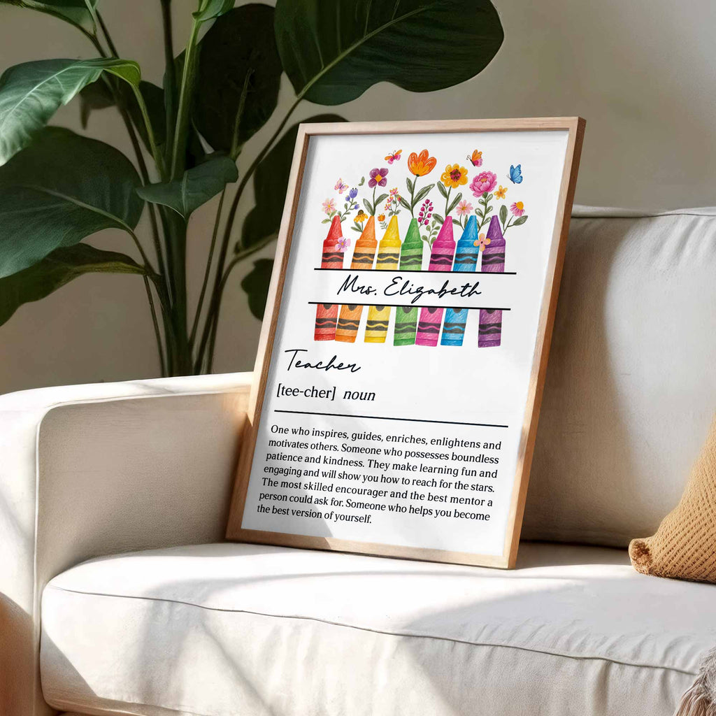 Personalized Teacher Definition Poster Custom Name Gift