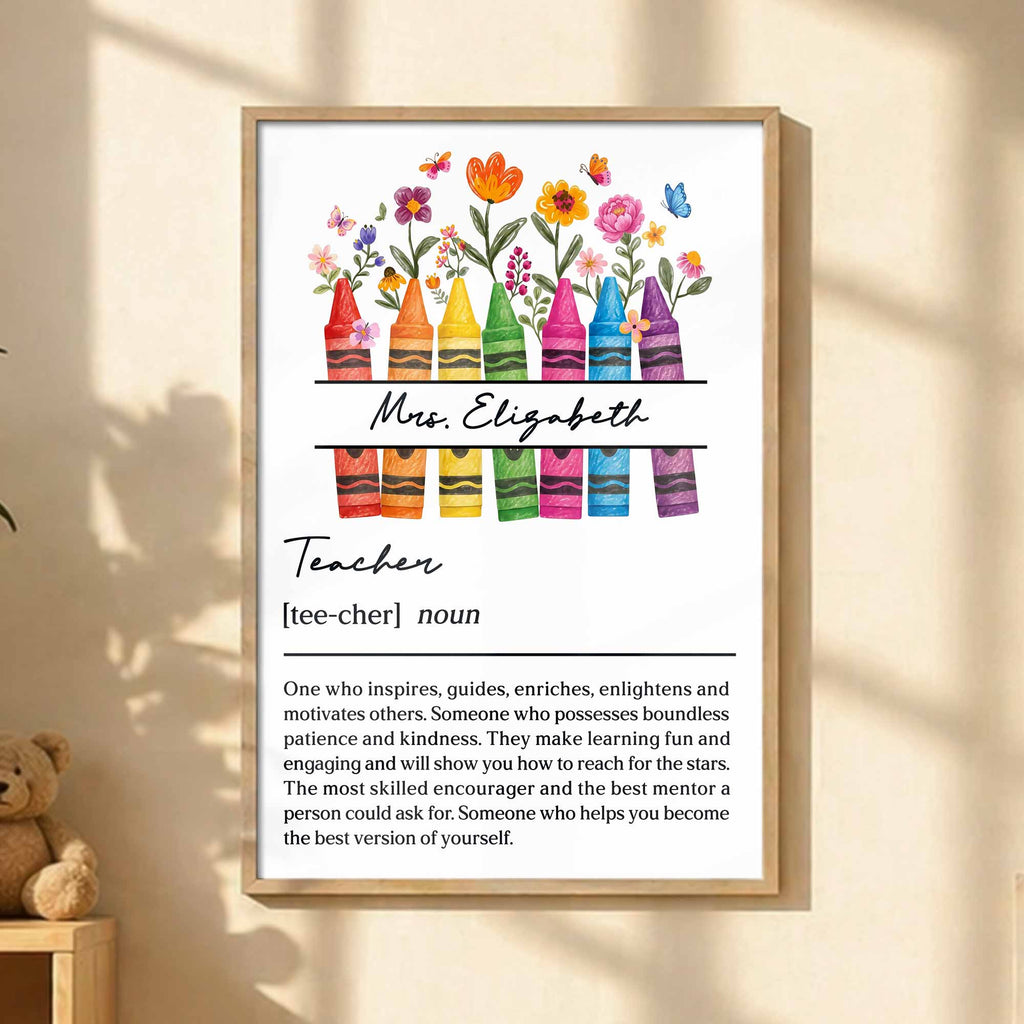 Personalized Teacher Definition Poster Custom Name Gift