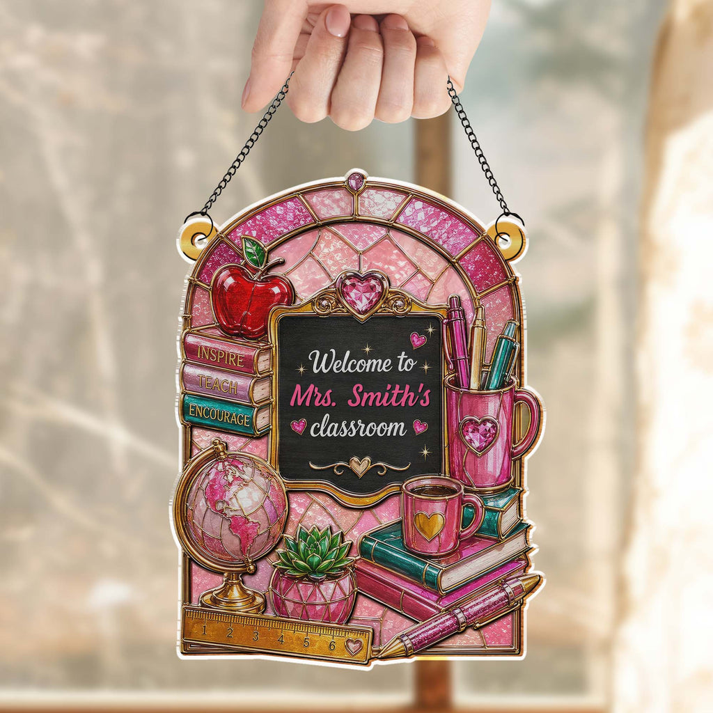 Personalized Teacher Suncatcher Custom Name Apple Gift