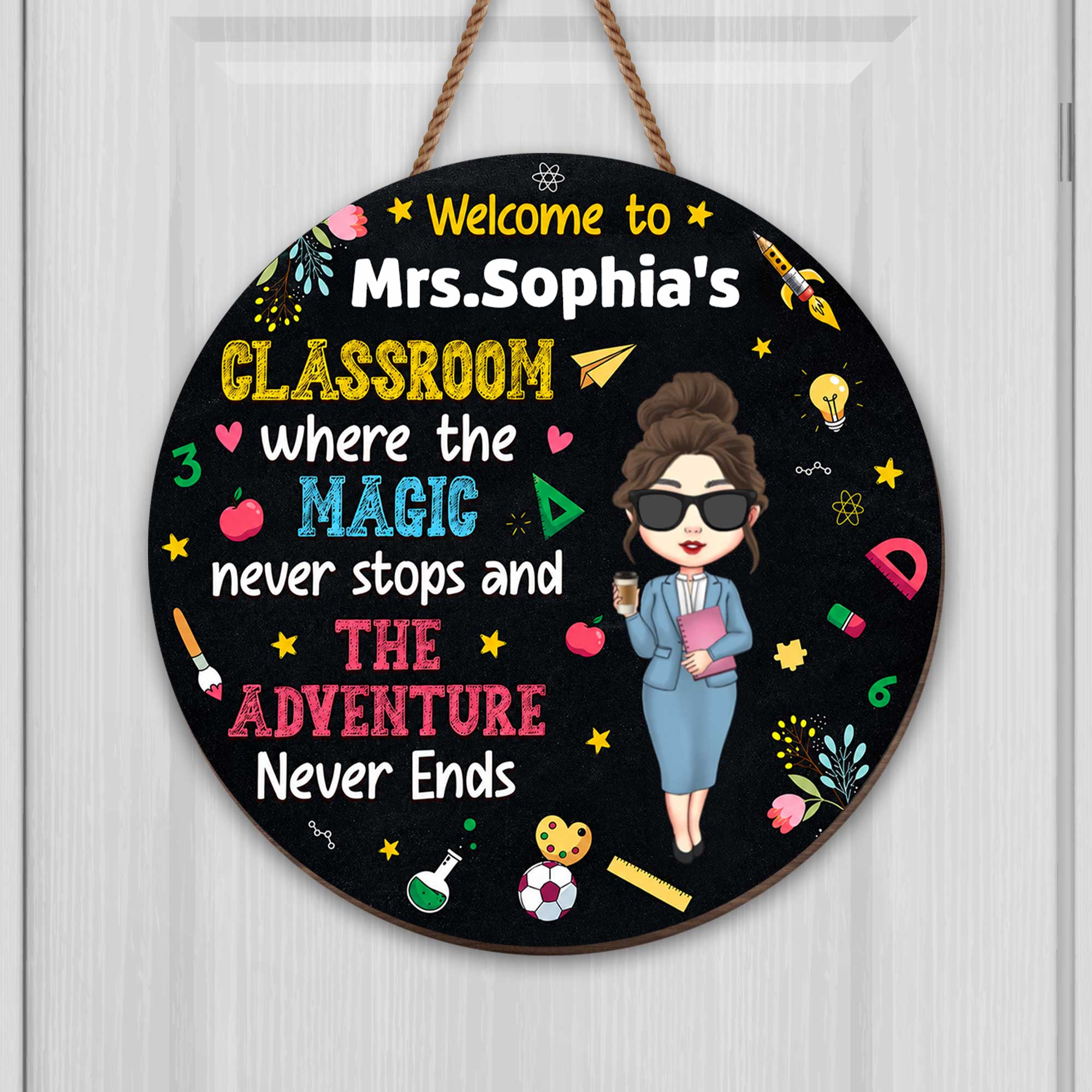 Personalized Classroom Wood Sign Custom Name Teacher Gift