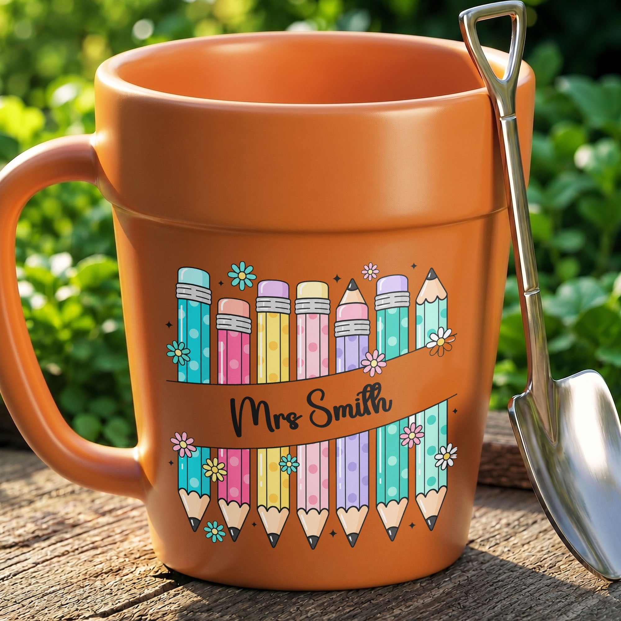 Personalized Plant Pot Ceramic Mug for Teachers with Flowers