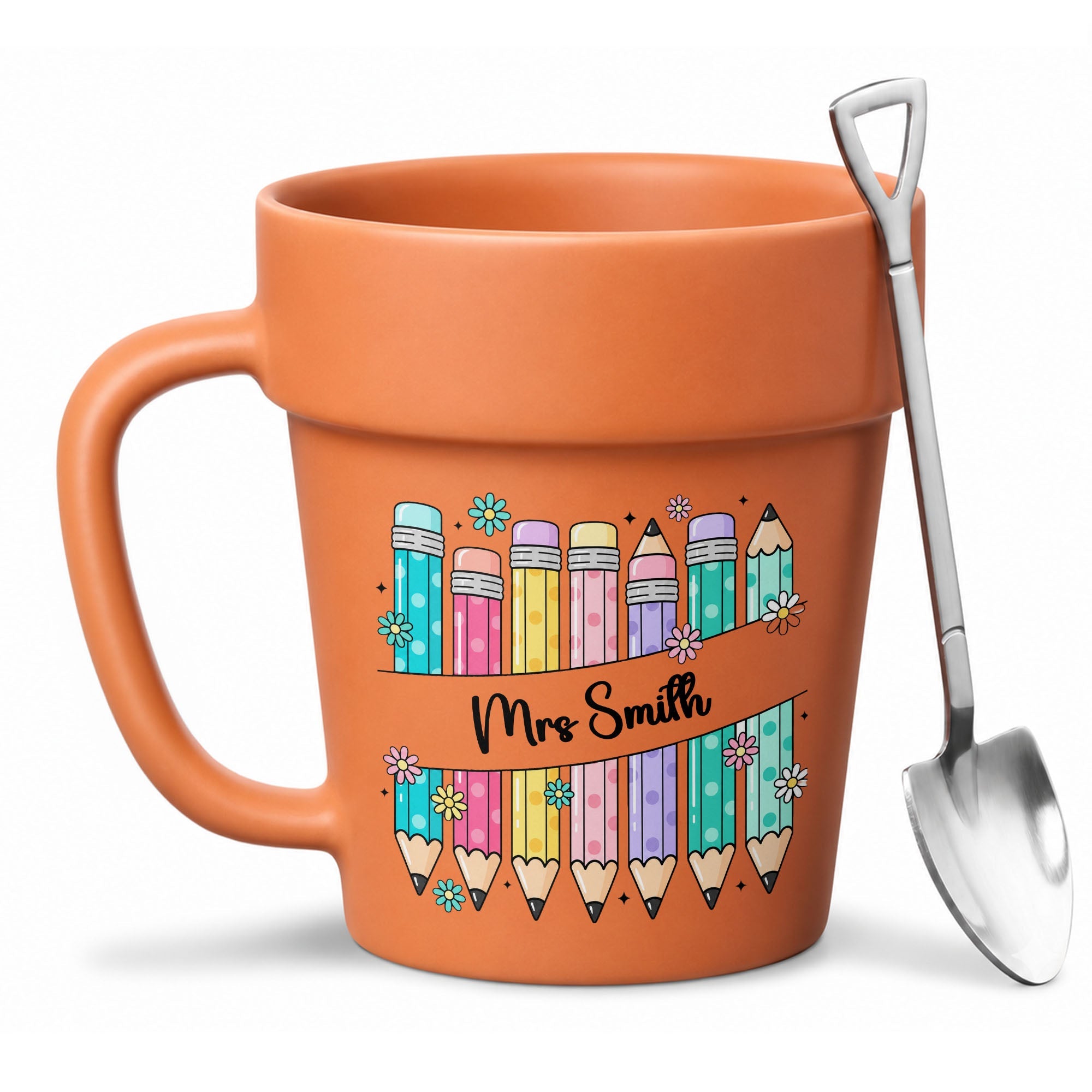 Personalized Plant Pot Ceramic Mug for Teachers with Flowers