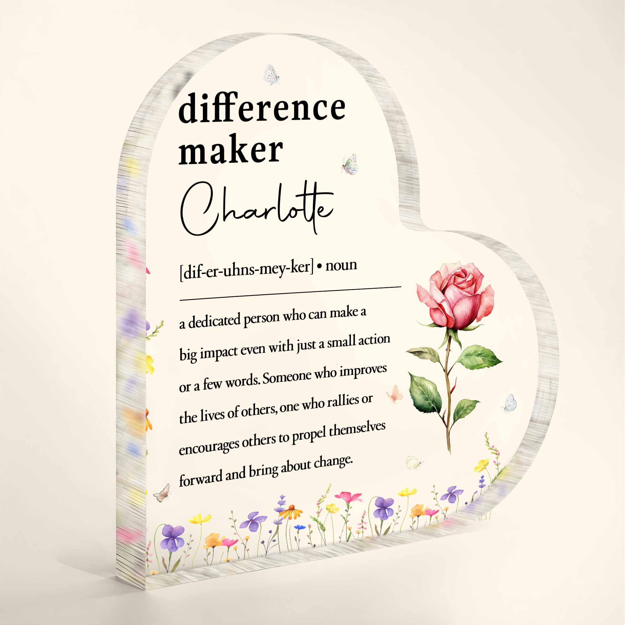 Personalized Heart Shaped Acrylic Plaque Custom Name Gift for Teacher Acrylic Plaque GradoCreations