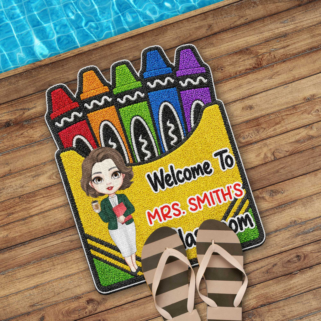 Personalized Crayon Box Doormat Custom Teacher Gift Doormat GradoCreations