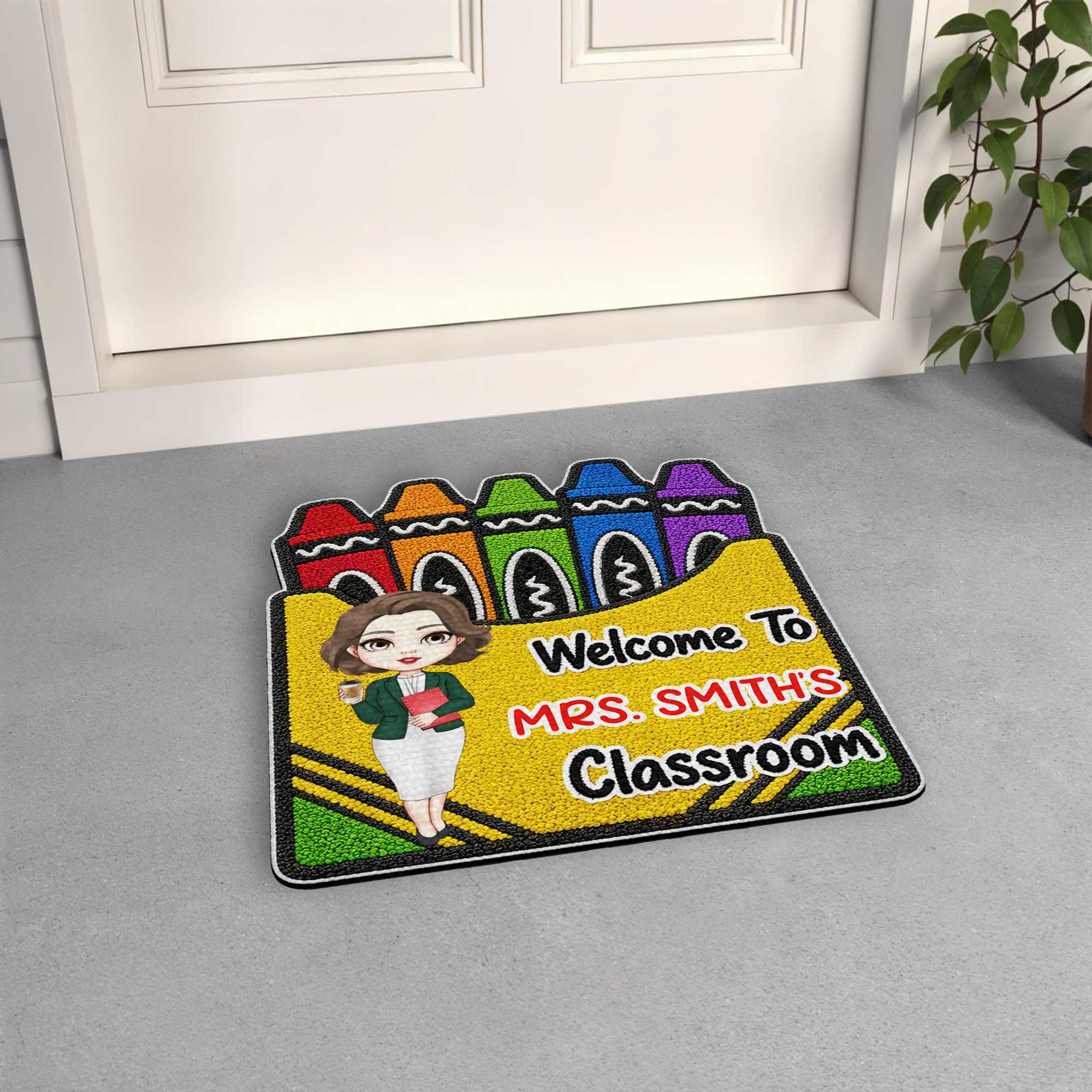 Personalized Crayon Box Doormat Custom Teacher Gift Doormat GradoCreations