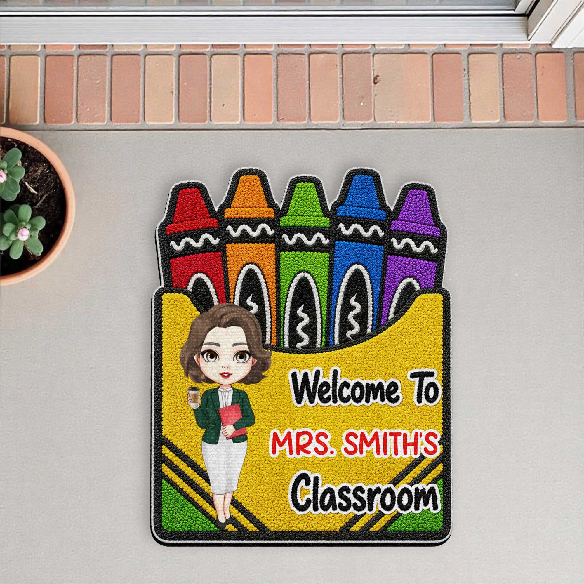 Personalized Crayon Box Doormat Custom Teacher Gift Doormat GradoCreations