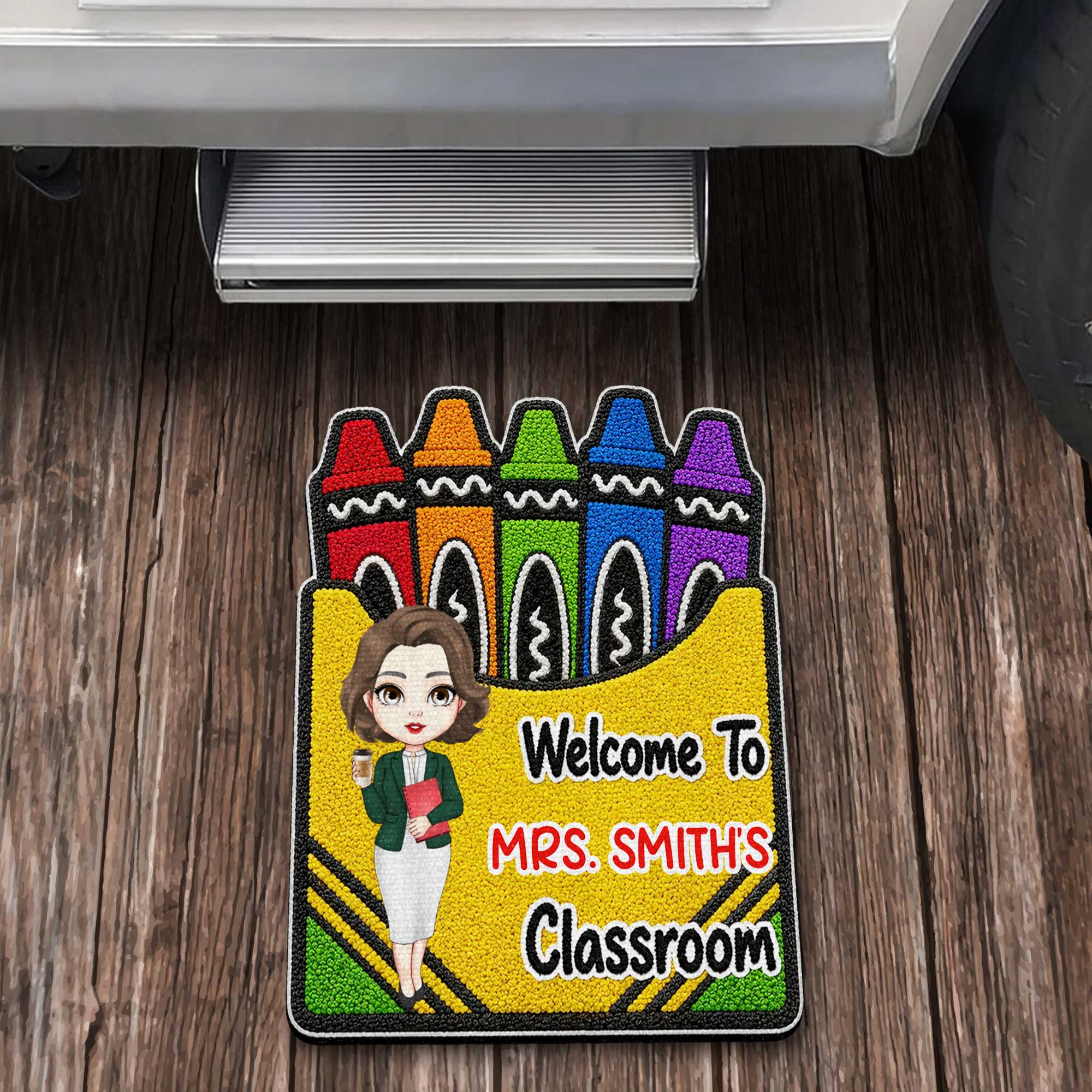 Personalized Crayon Box Doormat Custom Teacher Gift Doormat GradoCreations