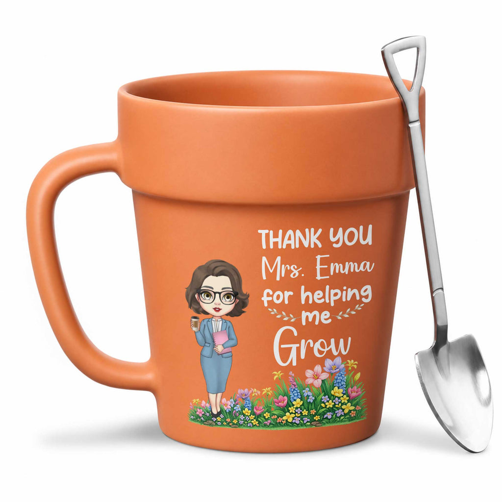 Personalized Plant Pot Mug Thank You Gift for Teacher Plant Pot Ceramic Mug GradoCreations