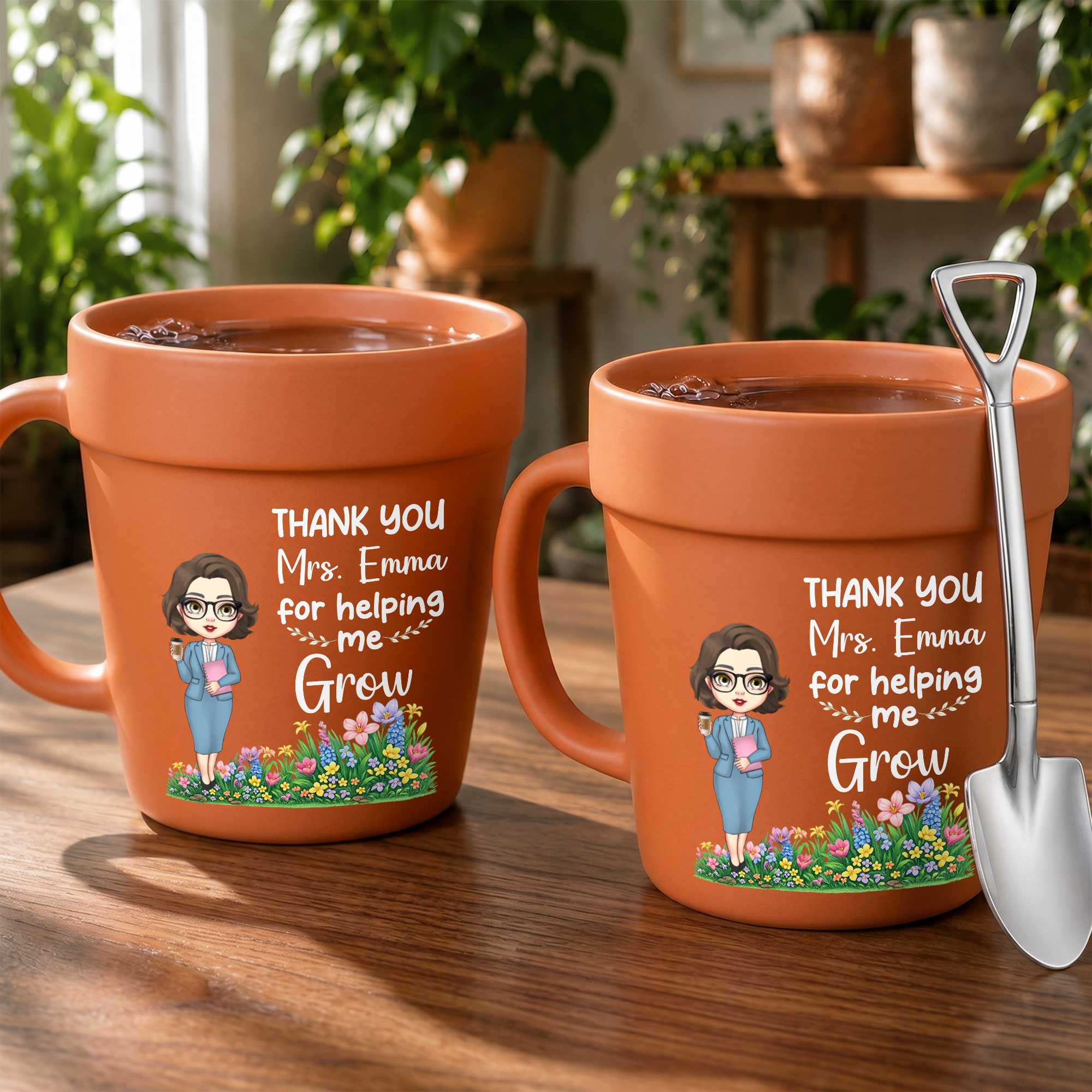 Personalized Plant Pot Mug Thank You Gift for Teacher Plant Pot Ceramic Mug GradoCreations